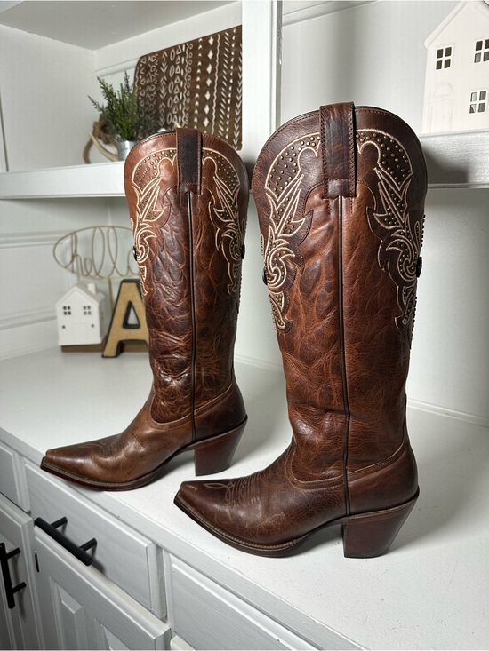 Shyanne Shoes - **SOLD**Shyanne Tall Cowboy Boots Womens 7 Brown Leather Western Studded Cowgirl